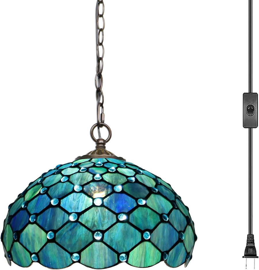 LXHCYOU 12-inch Sea Blue Pearl Pendant — model photograph 1
