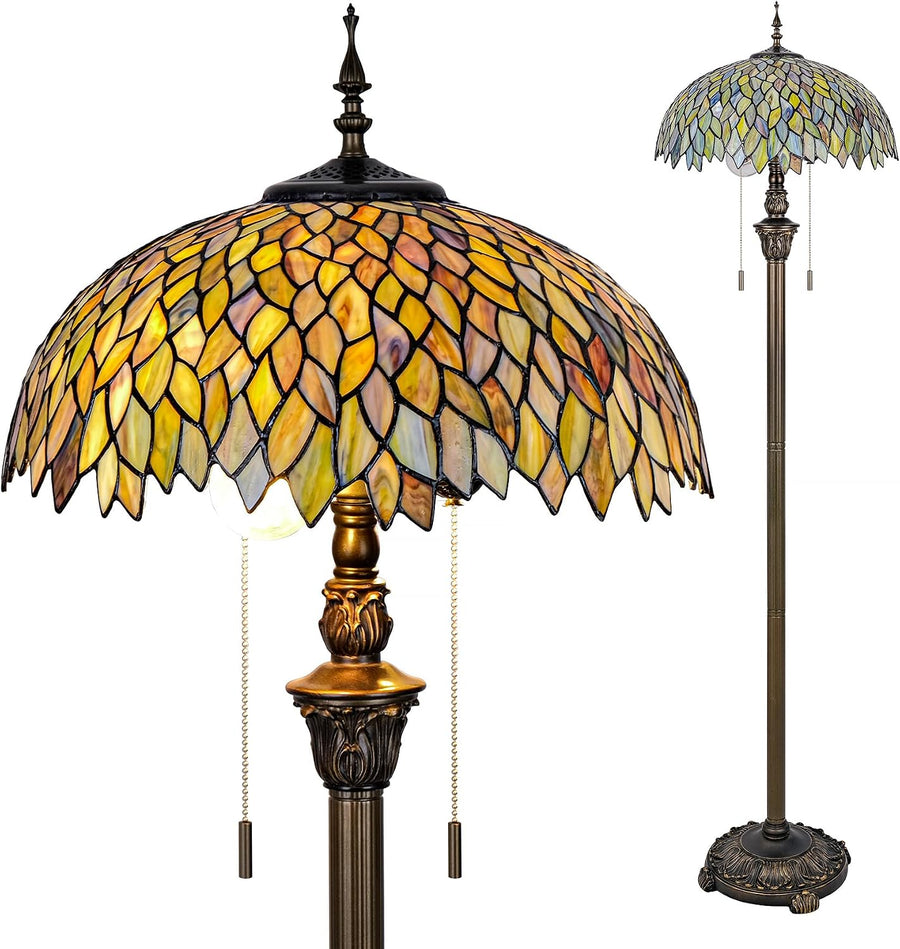 GILGGAK Green Leaves Tiffany Floor Lamp — model photograph 1