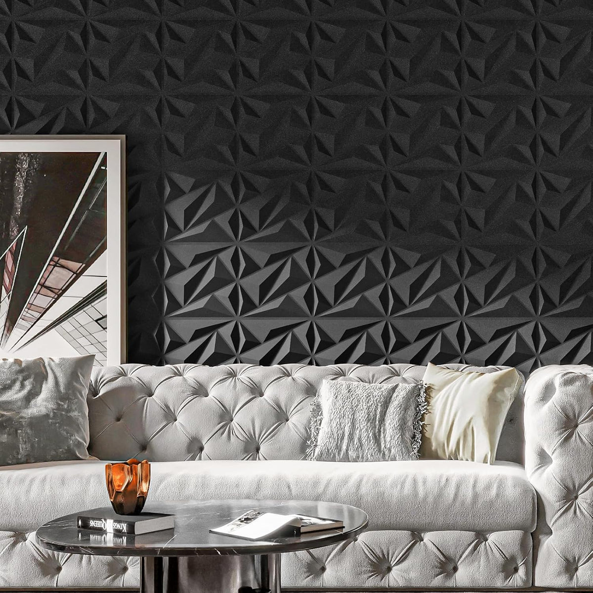 Art3d Diamond Black 3D Wall Panels — 33 Pack · supplier photo 4