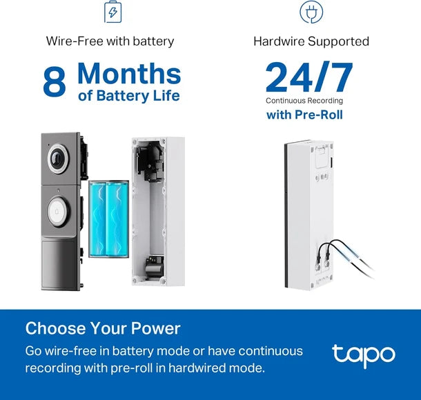 Tapo D225 — جرس باب فيديو ذكي ببطارية بدقة 2K QHD مع جرس رنين