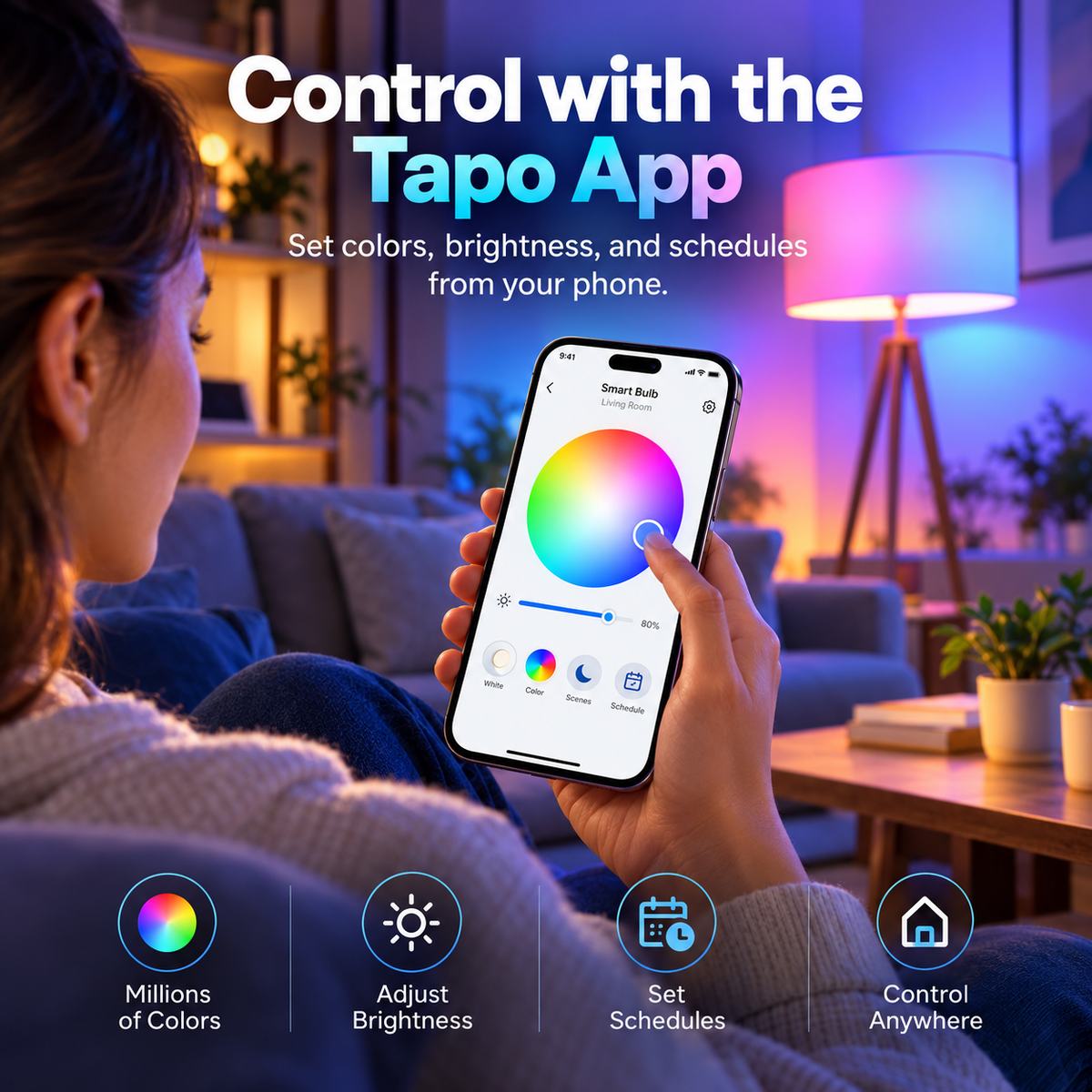TP-Link Tapo L530E 스마트 Wi-Fi 컬러 전구 — 2개 팩