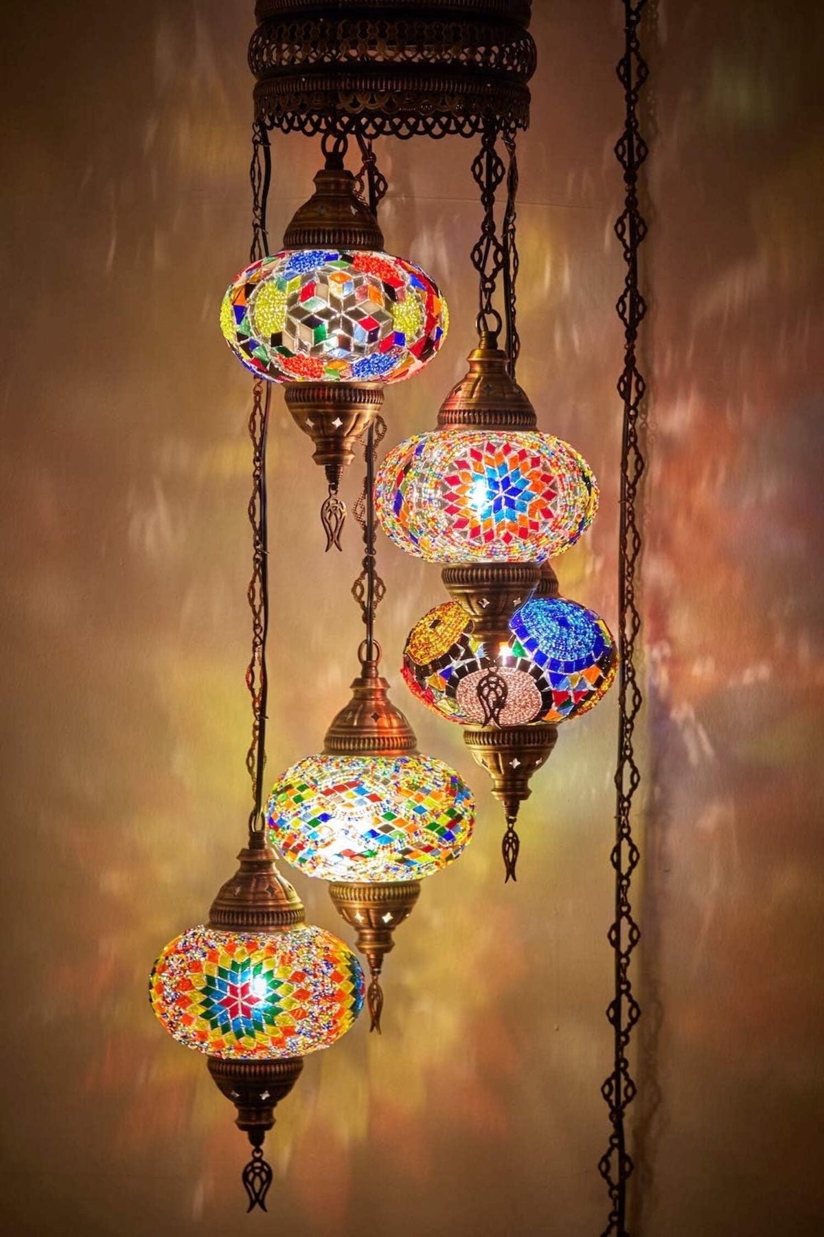 DEMMEX five-globe Rainbow Turkish mosaic plug-in chandelier — supplier product photo 3