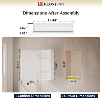 KeonJinn White Medicine Cabinet — 16×24