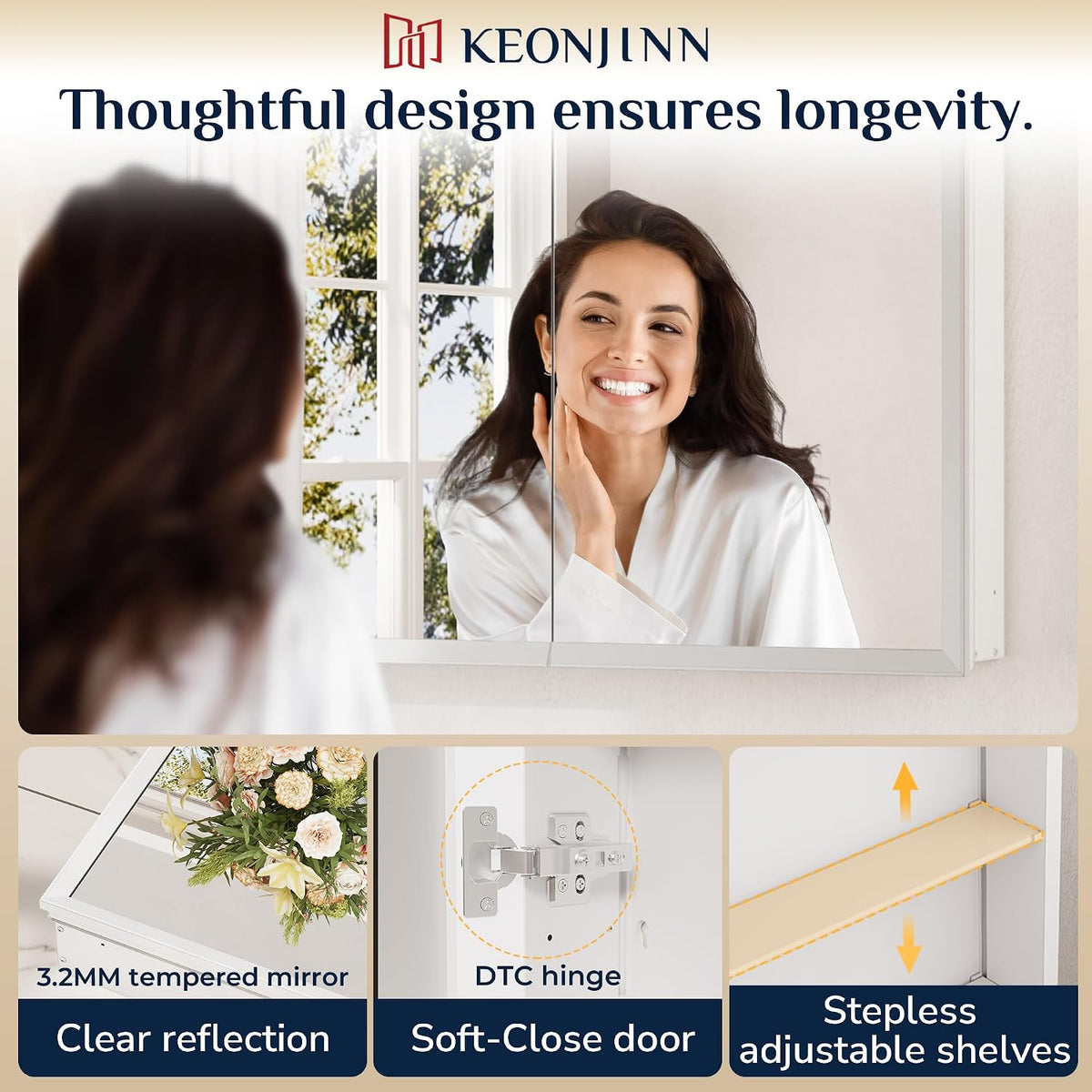 KeonJinn White Medicine Cabinet — 16×24 — additional product photograph