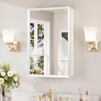KeonJinn White Medicine Cabinet Mirror 16 × 24, ASIN B0FVRNTHWG