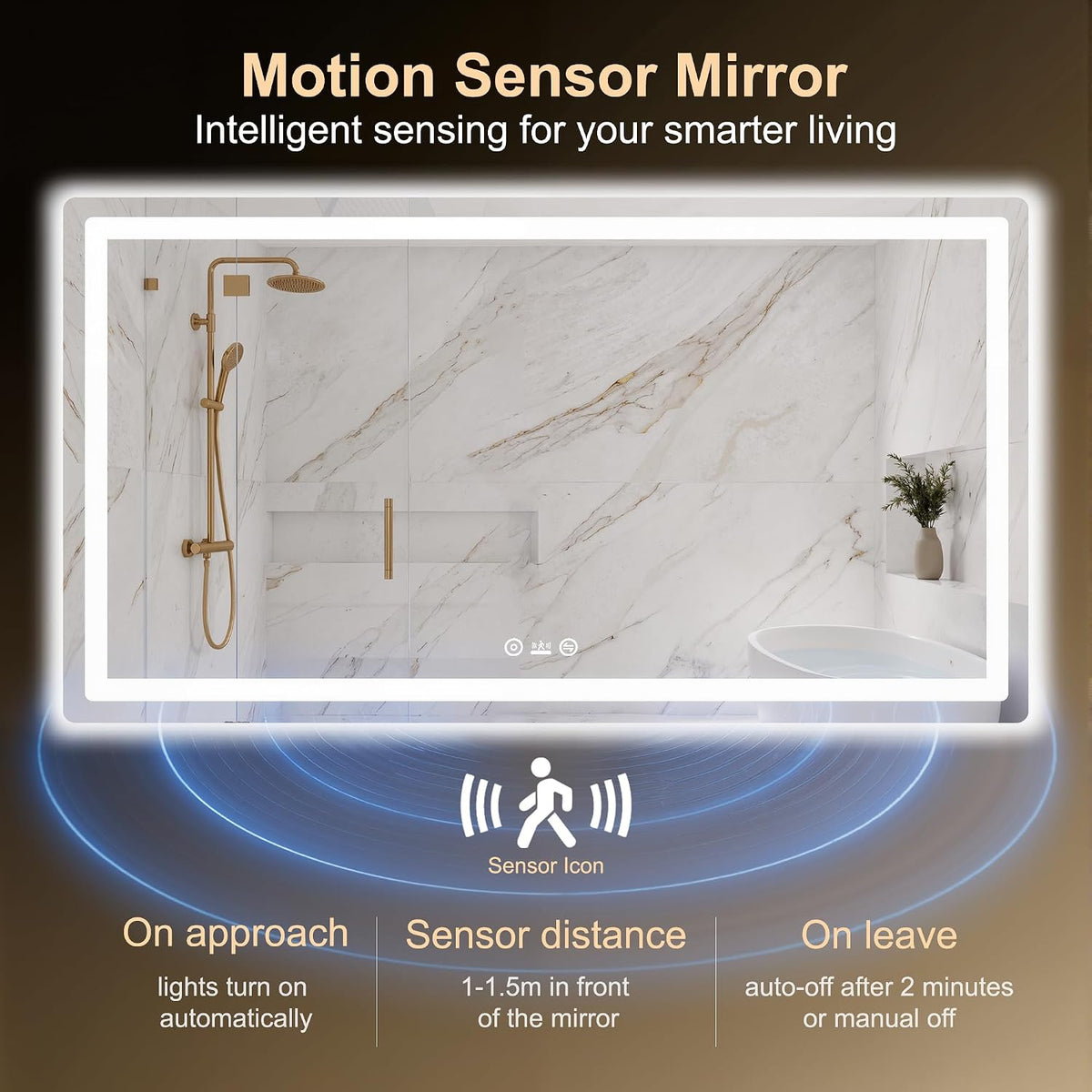 LAWADA 55x30 motion-sensor LED mirror — additional product gallery 3