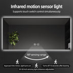 Nolsia infrared-sensor backlit mirror, manufacturer feature diagram 1; illustrative of this product family