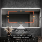 Nolsia infrared-sensor backlit mirror, manufacturer feature diagram 3; illustrative of this product family