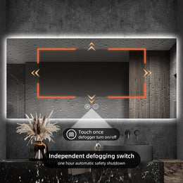 Nolsia infrared-sensor backlit mirror, manufacturer feature diagram 3; illustrative of this product family