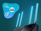 TP-Link Archer AX55 coverage and Beamforming dark teal graphic