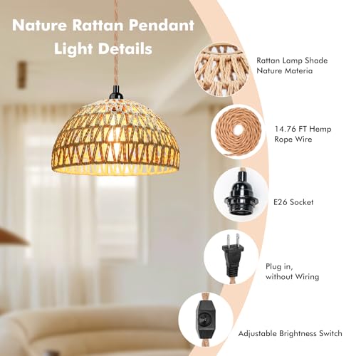 Boho Dimmable Hanging Pendant Light — B0DDY6GC6L — image 2