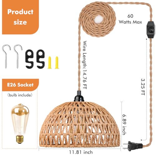 Boho Dimmable Hanging Pendant Light — B0DDY6GC6L — image 4