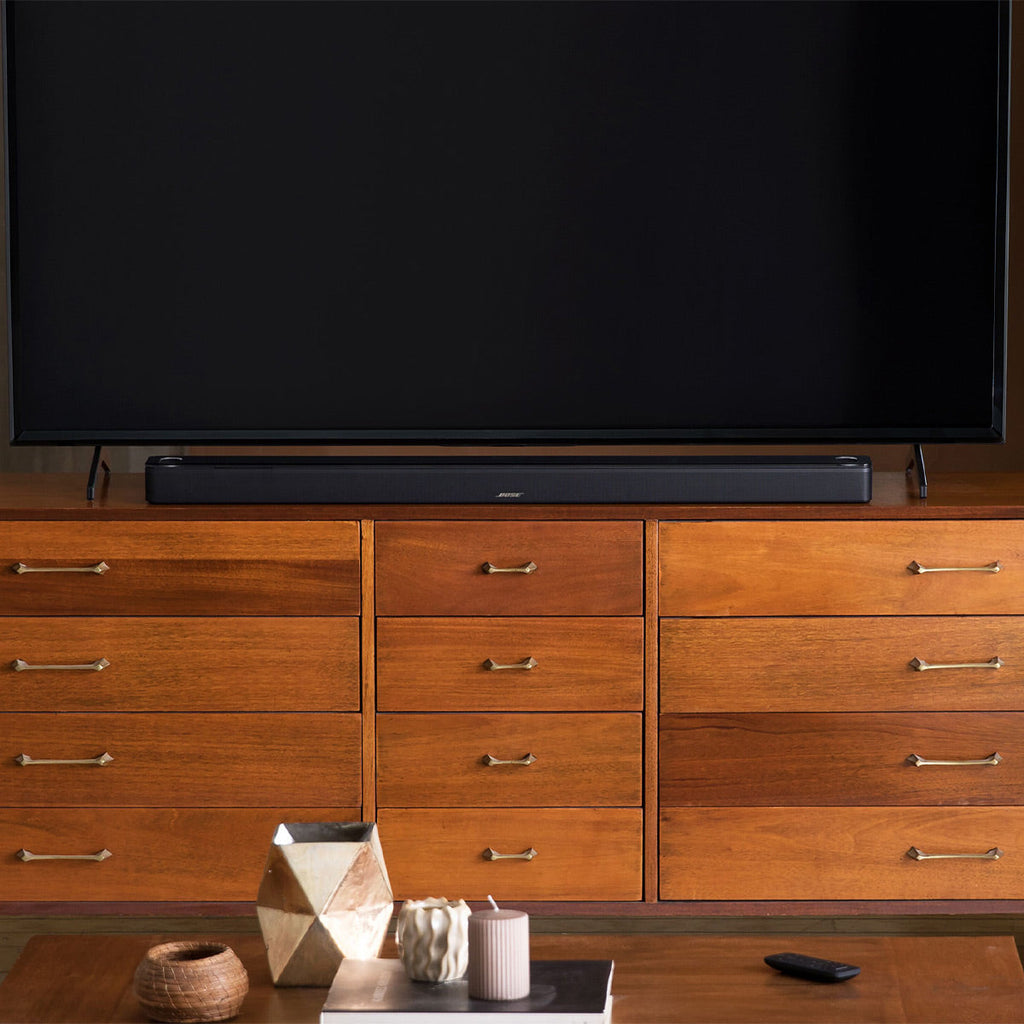Bose Smart Ultra Soundbar black angled close view