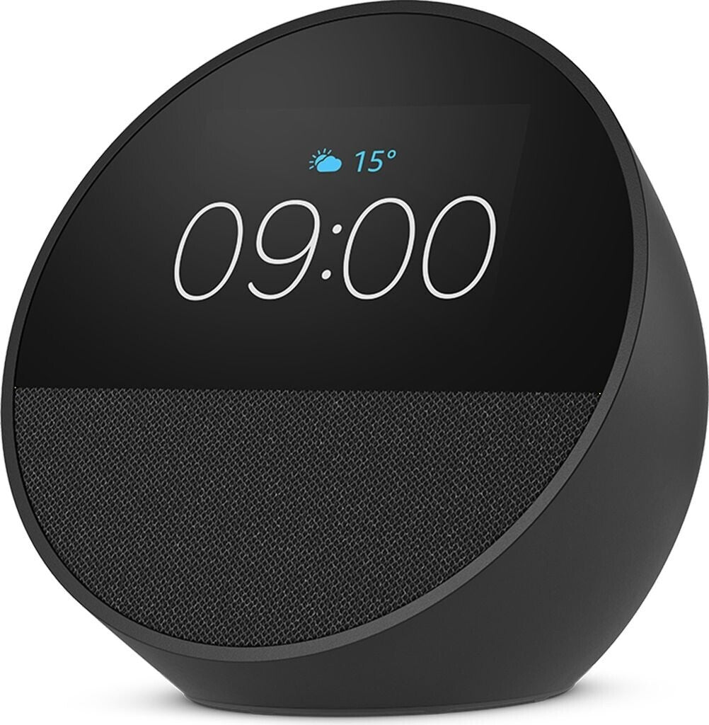 Amazon Echo Spot (2024) Black original front product image, clock 09:00