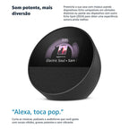 Amazon Echo Spot (2024) Black displaying album title and music