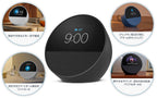 Amazon Echo Spot (2024) Black alarm and Alexa music feature graphic