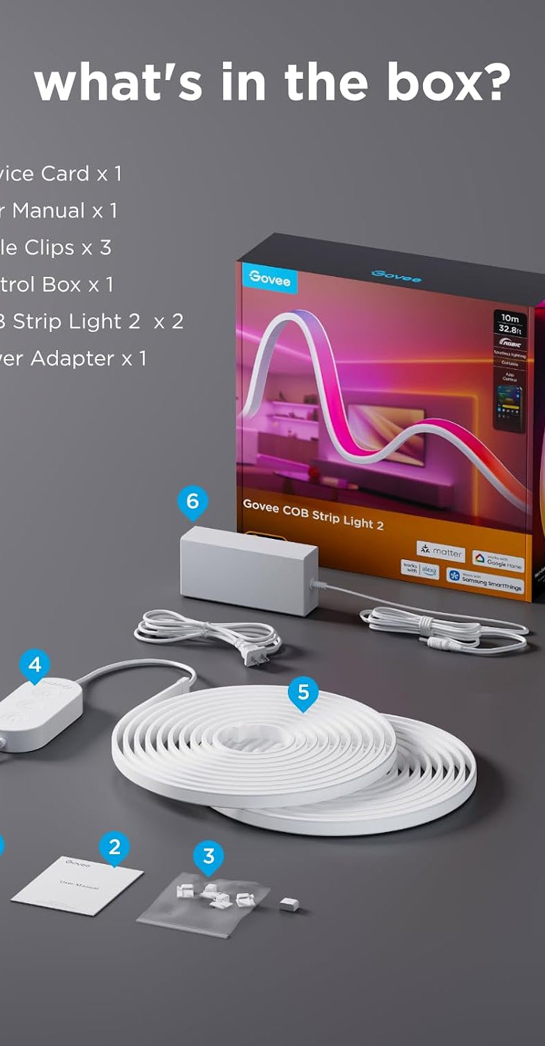 Govee COB Strip Light 2 product box accessories contents