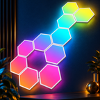 Govee Glide Hexa 10-panel kit in a connected multicolor layout — edited product visualization
