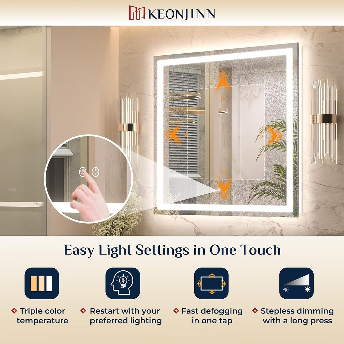 KeonJinn Front & Backlit LED Mirror — 24×36 — additional product photograph