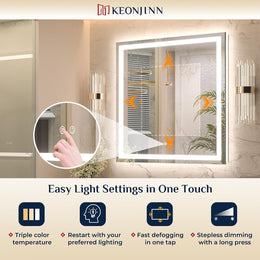 KeonJinn 24×36 frontlit + backlit LED mirror, source product photo 4 for B0D59TFFK4