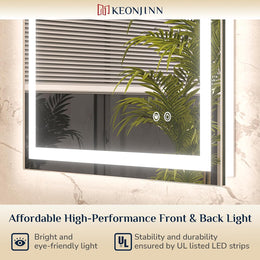 KeonJinn 24×36 frontlit + backlit LED mirror, source product photo 5 for B0D59TFFK4