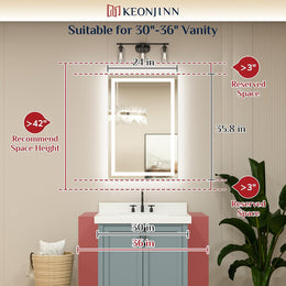 KeonJinn 24×36 frontlit + backlit LED mirror, source product photo 6 for B0D59TFFK4