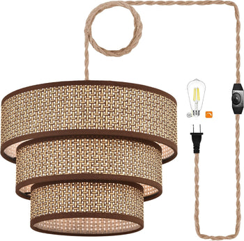 XININSUN Rattan Woven Chandelier