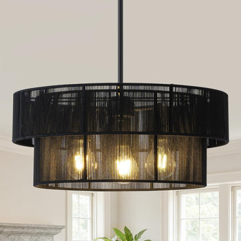 ZGKUYD Adjustable Rattan Chandelier