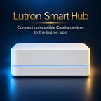 Lutron smart hub: compatible Caséta app control — edited product illustration