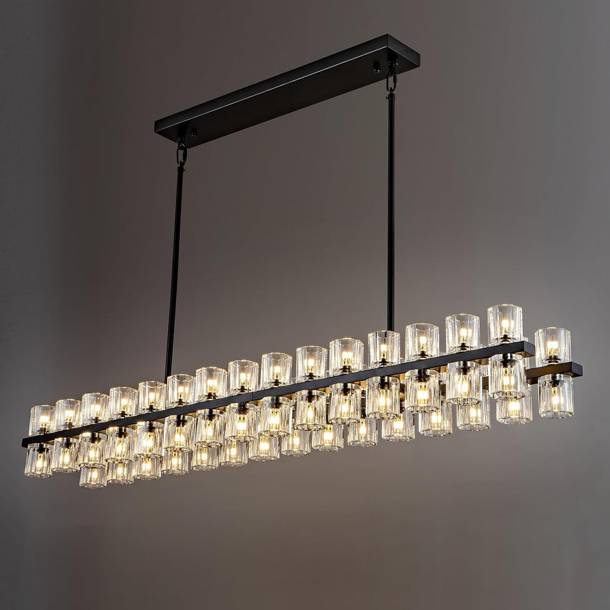 54" Black Crystal Chandelier — 60 Lights — photograph 1