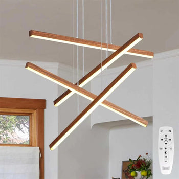 Lumilify Wood-Grain LED Chandelier — 24in
