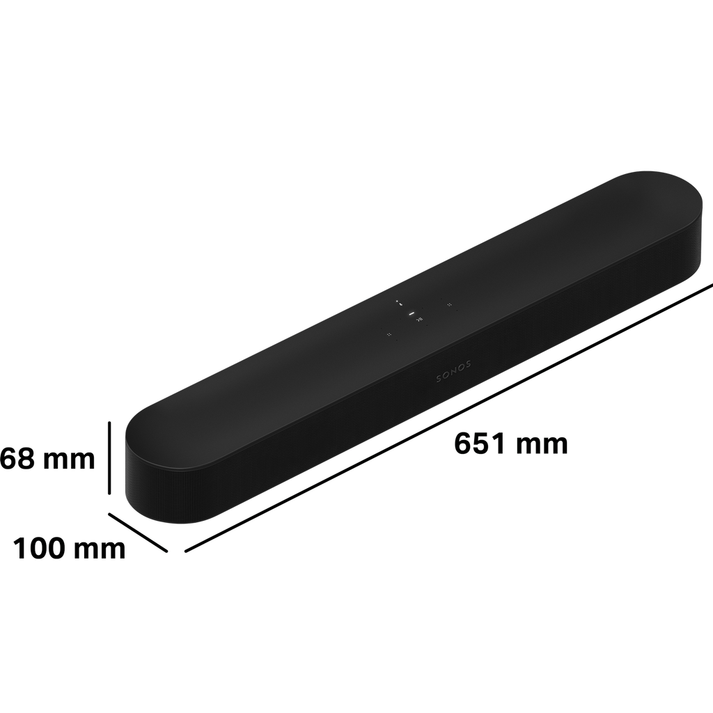 Sonos Beam Gen2 black manufacturer dimension graphic