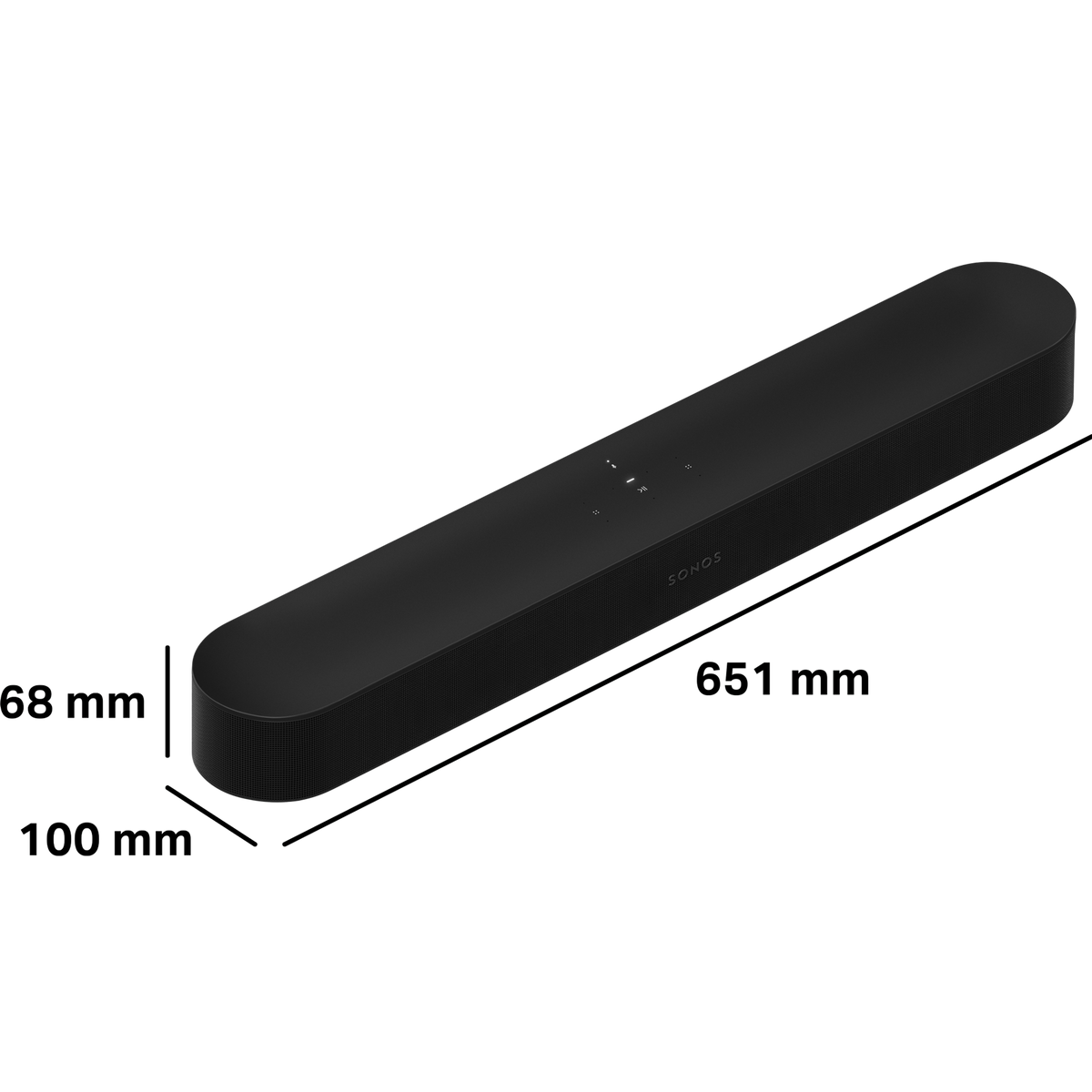 Sonos Beam Gen2 black manufacturer dimension graphic