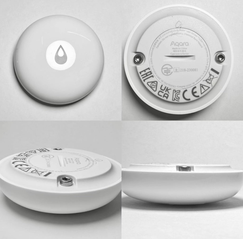 Real photographs of Aqara Water Leak Sensor T1 from multiple sides