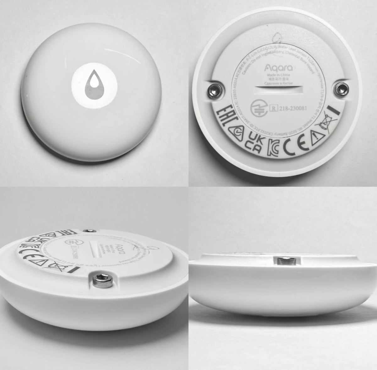Real photographs of Aqara Water Leak Sensor T1 from multiple sides