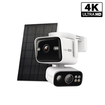 مجموعة Tapo C675D — كاميرا مراقبة بالطاقة الشمسية بدقة 4K وعدسة مزدوجة مع إمكانية التدوير والإمالة