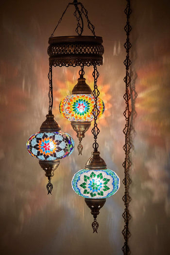 DEMMEX Three-Globe Mosaic Pendant