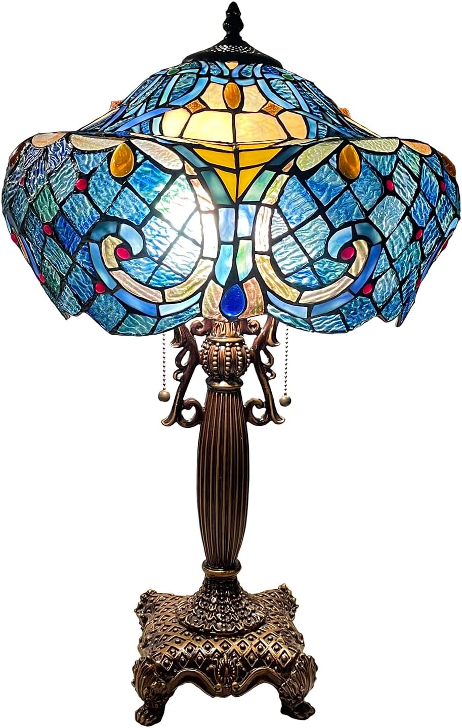 Bieye L10784 Blue Baroque Table Lamp — model photograph 1