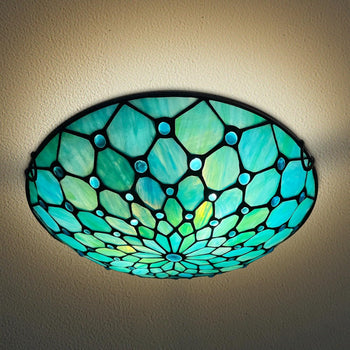 ARTZONE Blue Tiffany Ceiling Light — 12in
