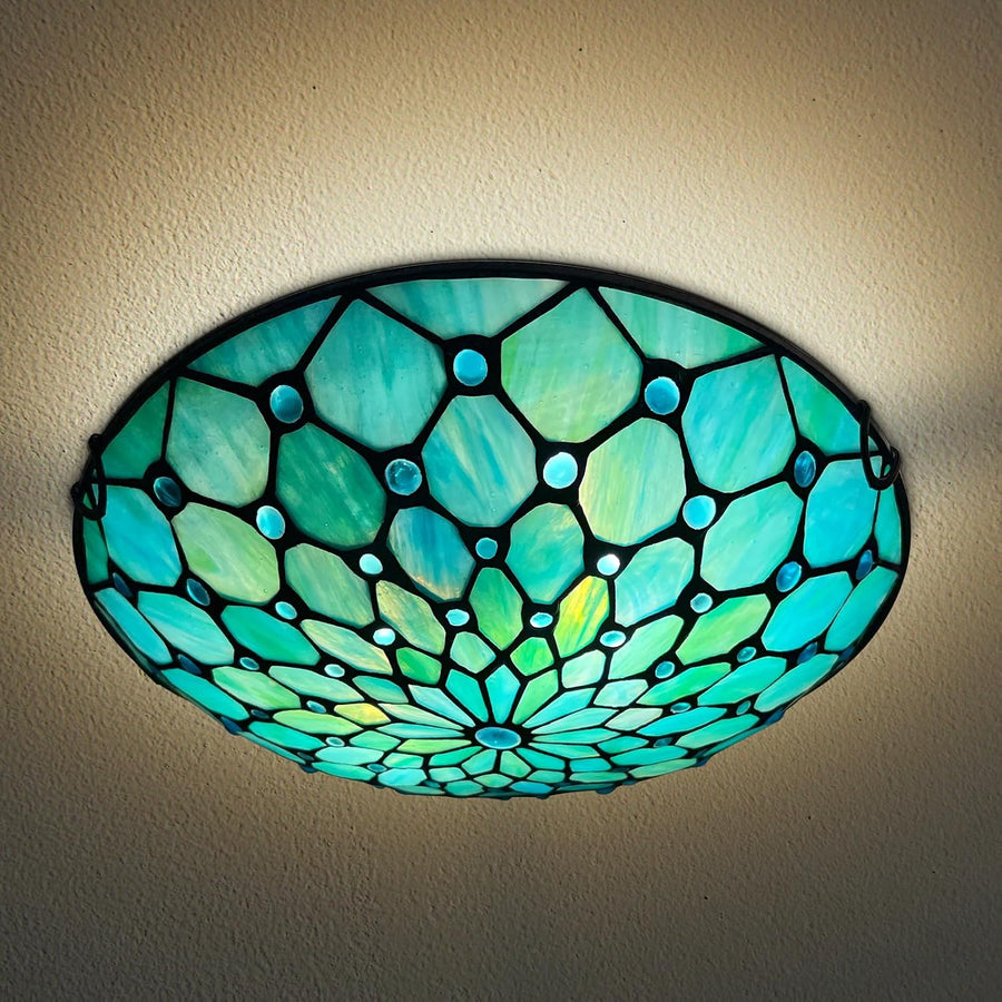 ARTZONE 12-inch Blue Tiffany Ceiling Light — model photograph 1