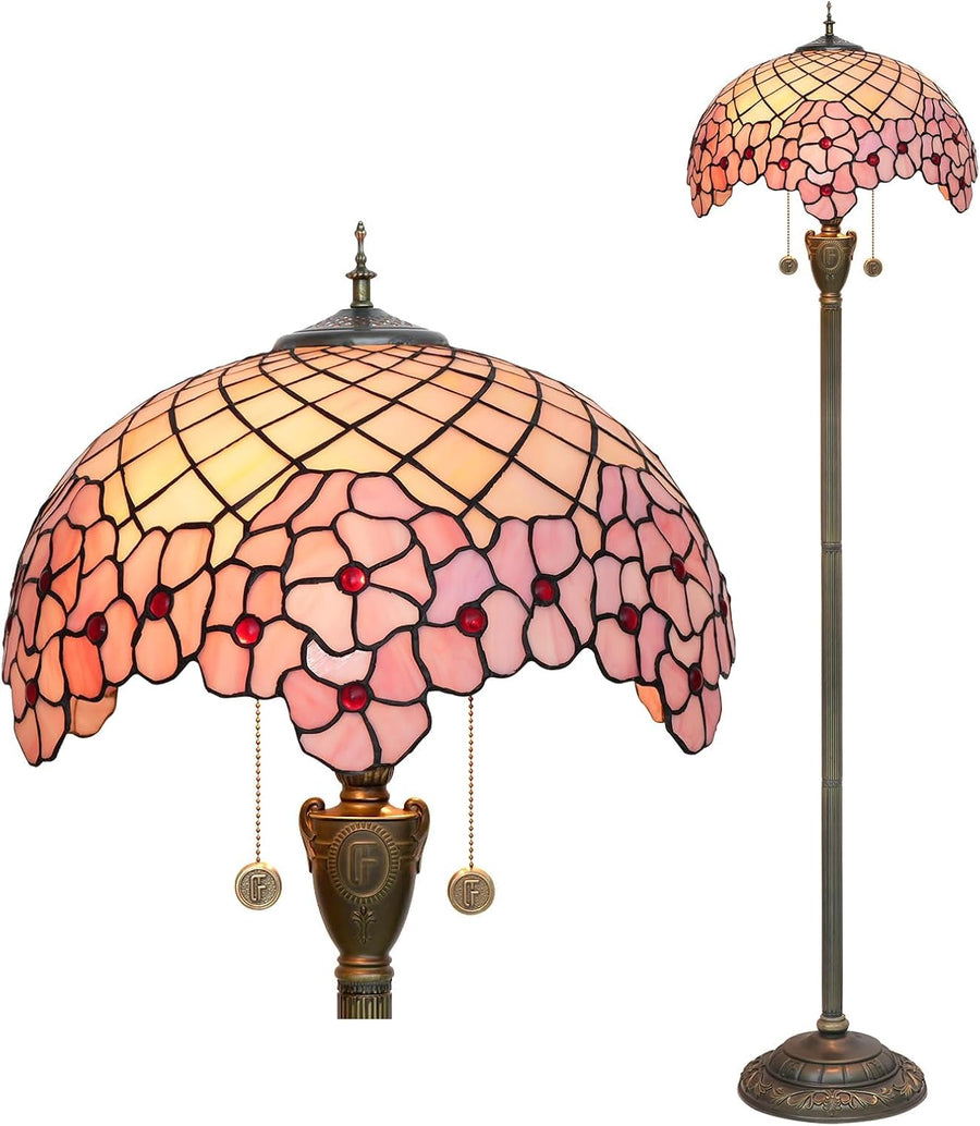 Wecrejoni Cherry Blossom Tiffany Floor Lamp — model photograph 1