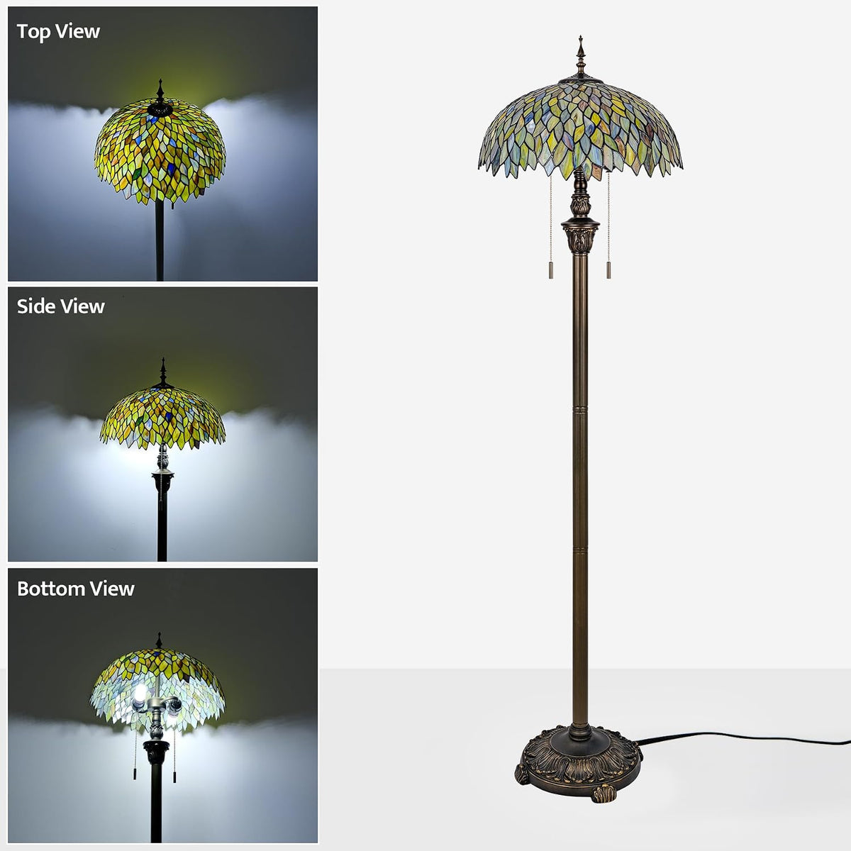 GILGGAK Green Leaves Tiffany Floor Lamp — model photograph 4