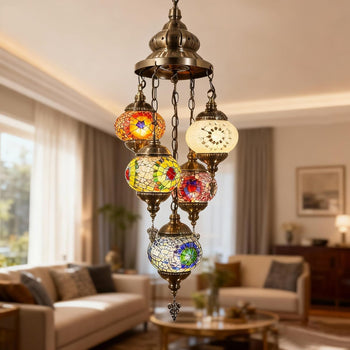 mfanchan Turkish Mosaic Chandelier — 5 Globe