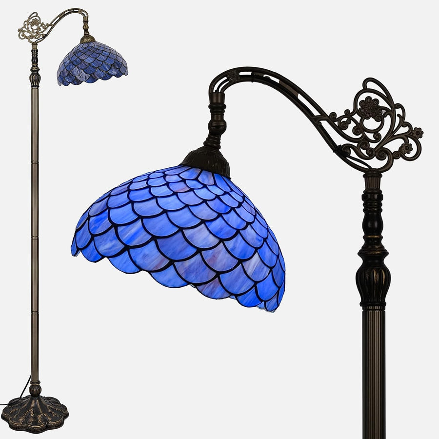 GILGGAK Blue Fish Scales Tiffany Floor Lamp — model photograph 1