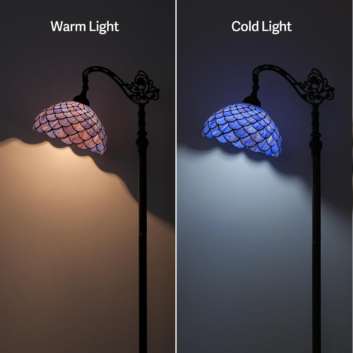 GILGGAK Blue Fish Scales Tiffany Floor Lamp — model photograph 3