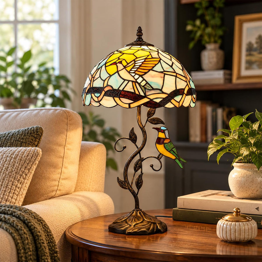 Hamilyeah 21-inch Tiffany Bird Table Lamp — model photograph 1