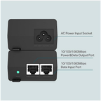 TP-Link TL-POE160S RJ45 Data In, Power plus Data Out and AC socket diagram