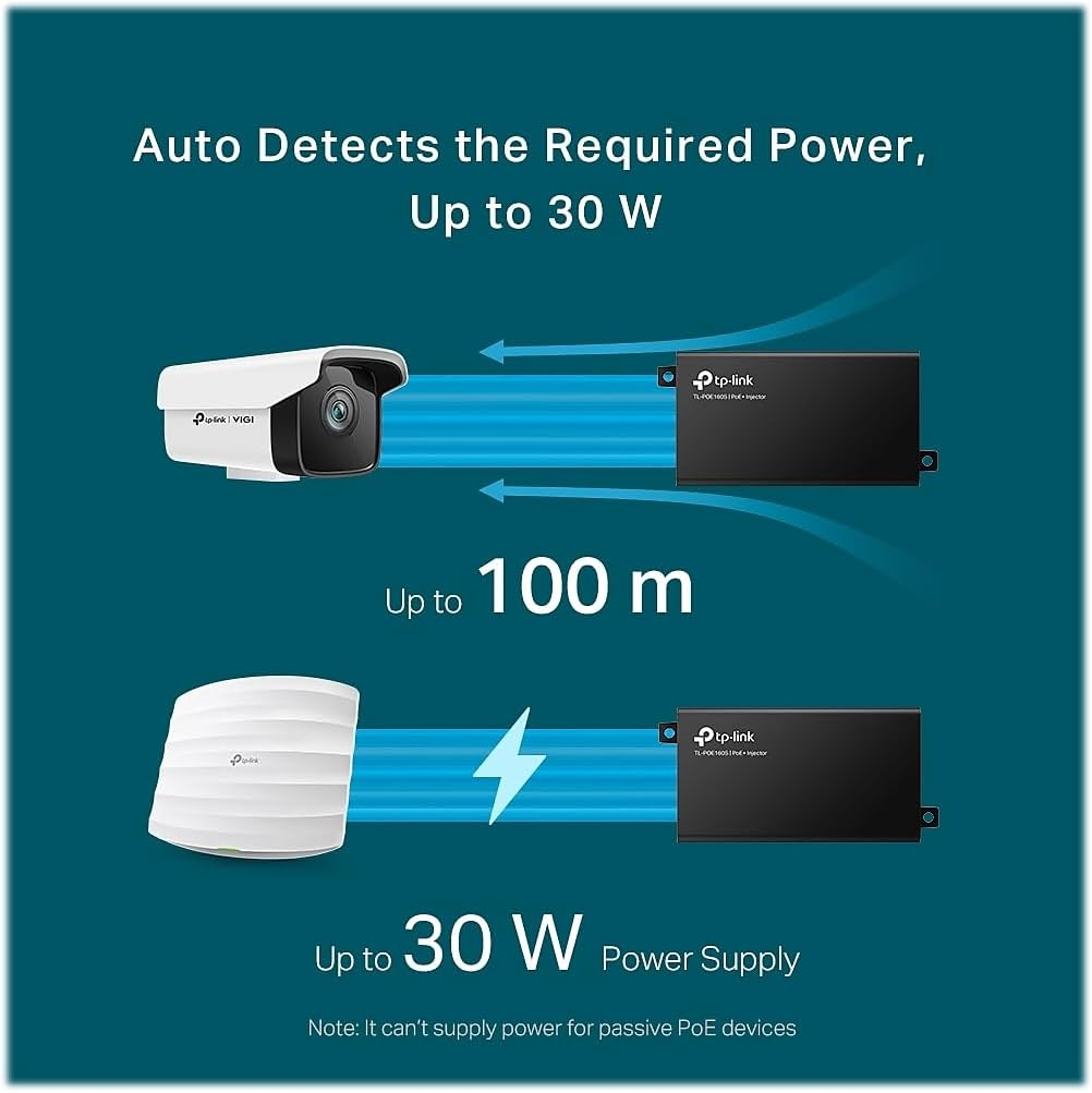 TP-Link TL-POE160S up to 30 W over 100 m for supported 802.3af/at devices