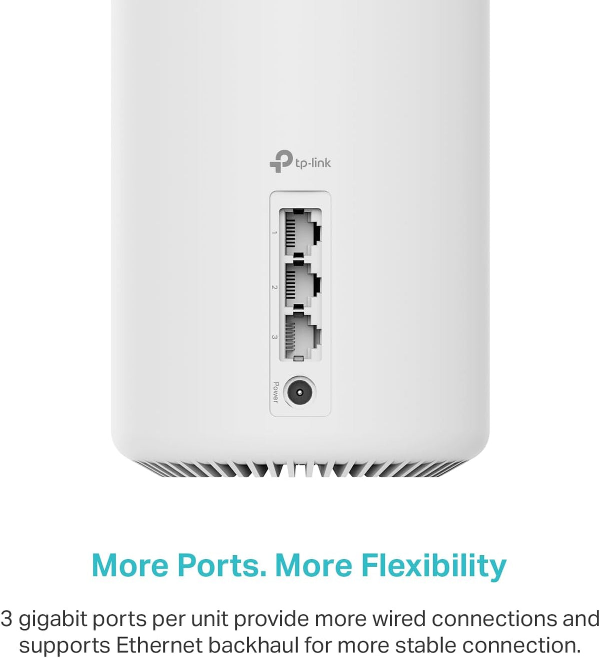 TP-Link Deco XE75 three gigabit Ethernet ports and power input