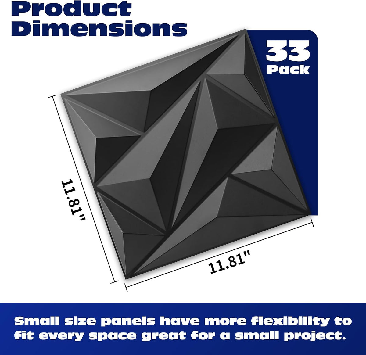 Art3d Diamond Black 3D Wall Panels — 33 Pack · supplier photo 2